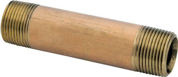 Anderson Metals 38300 Lead Free Red Brass Pipe Fitting, Nipple, 1/2" x 1/2" NPT Male, 4-1/2" Length 38300-0845