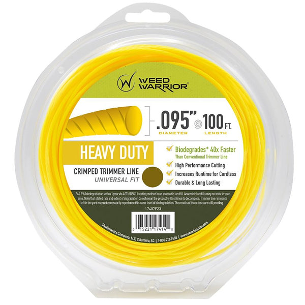 Weed Warrior Heavy Duty Crimped Trimmer Line - 100 Ft - .095" Diameter - Compatible with All Brands - Yellow 17407