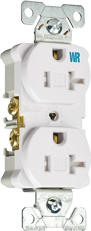 EATON TWRBR20WBXSP Twrbr20W-Bxsp Tamper Resistant Weatherproof Duplex Receptacle, 125 V, 20 A, 2 Pole, White