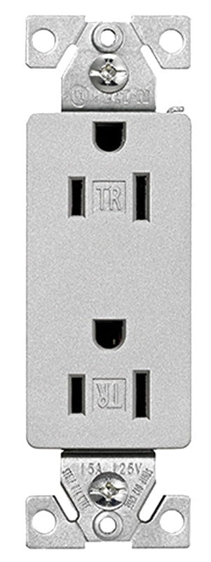 EATON TR1107SG-SP-L Designer Duplex Receptacle, Silver Granite