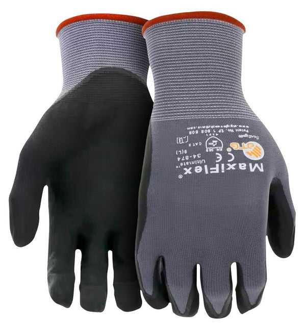Boss 34-874T/M MaxiFlex Ultimate Nitrile Coated Gloves Black/Gray