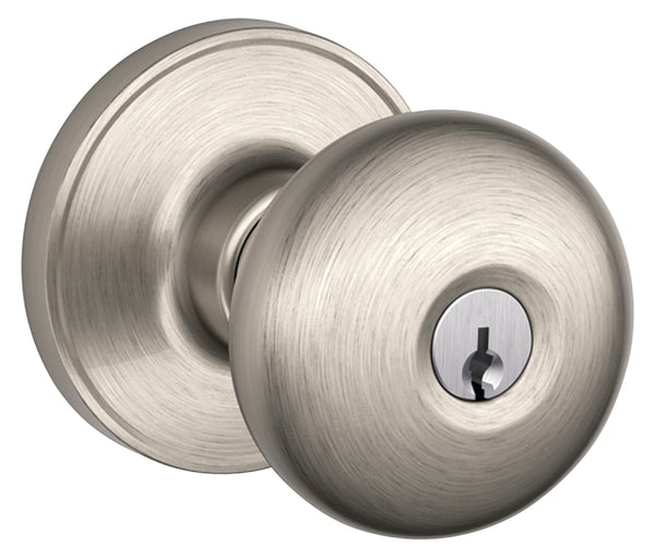 J-Series by Schlage Stratus Door Knob with Standard Trim, Keyed Entry Lock, Satin Nickel, J54 STR 619