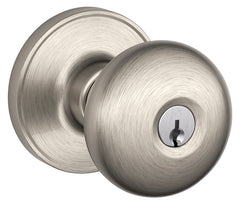 J-Series by Schlage Stratus Door Knob with Standard Trim, Keyed Entry Lock, Satin Nickel, J54 STR 619