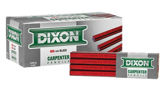 DIXON Industrial Carpenter Pencils, Hard Graphite Core, Red/Black, 7", 12-Pack (19973)