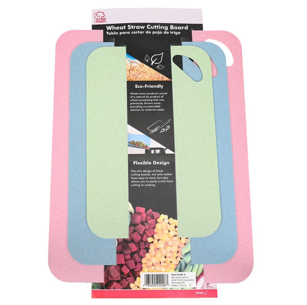 Chef Craft Eco Wheat Straw, Cutting Board, 3 Piece Set, Assorted 22048