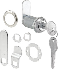 Prime-Line Defender Security U 9950KA Diecast Keyed Alike Drawer and Cabinet Lock - 3 Cams, Trim Collar, 2 Washers, 2 Keys and Fasteners - 1-3/8" Length for 1" Max Panel Thickness, Stainless Steel (Single Pack)
