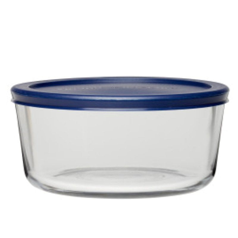 Anchor Hocking Classic Glass Food Storage Container with Lid, Blue, 7 Cup 85908L20
