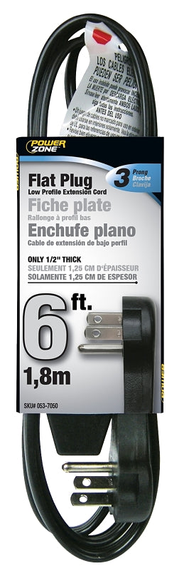 Powerzone Black OR932606 Flat Extension, 6 ft Cord