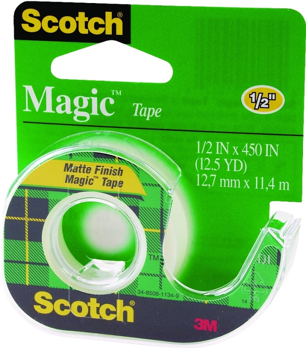 Scotch Products - Scotch - Magic Office Tape w/Refillable Dispenser, 1/2" x 450", Clear - Sold As 1 Roll - The original matte finish, invisible tape. - The preferred tape for offices, home offices and schools. - Write on it with pen, pencil or marker.