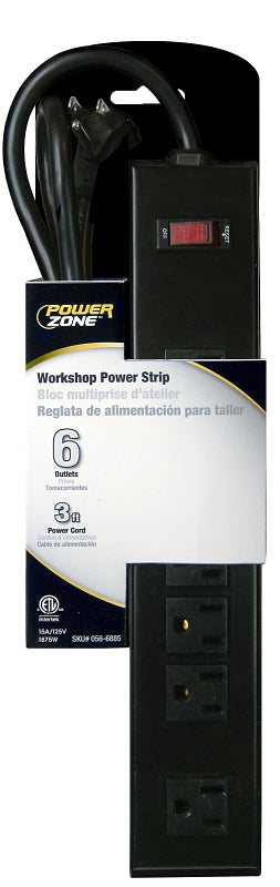Mintcraft Or801123 Power Strip Blk Metal 6Out 3Ft