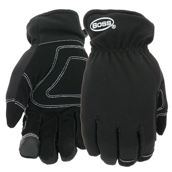 BOSS Arctik Task Gloves, Synthetic Leather Palm, 60g Therm Lining, 4-Way Stretch, Touchscreen, Black, Large (B95261-L)