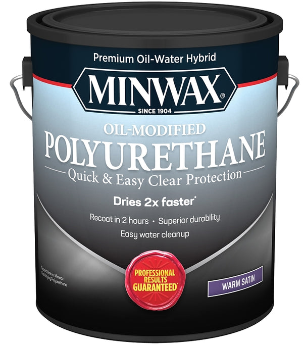 Minwax Water Based Oil-Modified Polyurethane, Warm Satin, Clear, 1 Gallon 71033