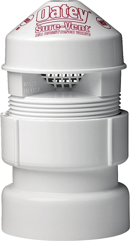 Oatey, 1.5-2", White 39016 Air Admittance Valve with Straight PVC Schedule 40 Adapter Sure-Vent 1.5 in x 2 in. 160 Branch, 24 Stack DFU Capacity