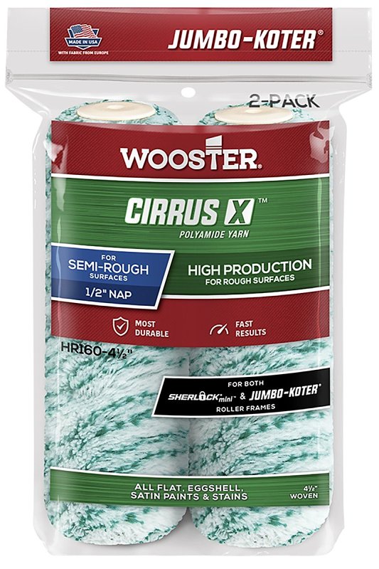 Wooster Brush ORR3210044 4.5 in. RR321 Jumbo Koter Red Feather Mini Roller Cover, Pack of 2 HR160-4 1/2
