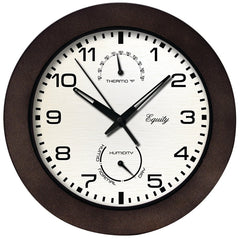 La Crosse Technology Equity by La Crosse 10 Inch IN/OUT Brown Wall Clock with Thermometer and Hygrometer (29005)