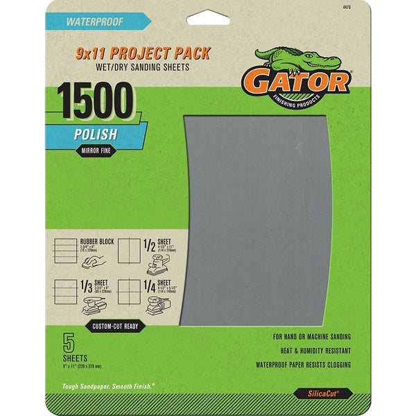 ALI INDUSTRIES 4470 1500 Grit Sandpaper, 9-Inch x 11-Inch, 5 sheets
