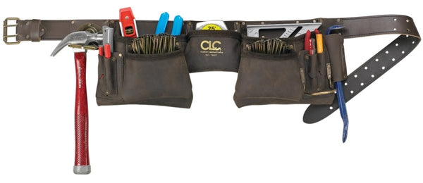 CLC Custom Leathercraft 19427 Construction Work Apron, Oiled Leather, 12 Pocket,Brown,Large