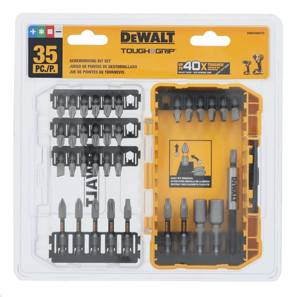 Dewalt 35Pc Tough Grip Screwdriving Bit Sets With Toughcase+ System DWAF35SETTG