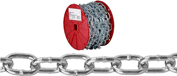 Campbell 0722957 Low Carbon Steel Passing Link Chain on Reel, Zinc Plated, 2/0 Trade, 0.18" Diameter, 50' Length, 450 lb. Load Capacity