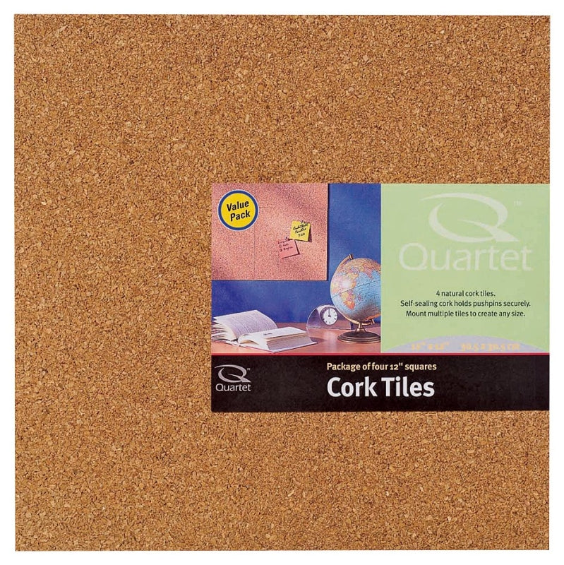 Quartet Cork Tiles, Cork Board, 12" x 12", Corkboard, Wall Bulletin Boards, Natural, 4 count (Pack of 1)