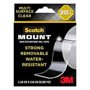 Scotch-Mount Multi-Purpose Gel Tape, Double-Sided Tape for Heavy Duty Applications, Removable Mounting Tape, Nano Tape, Water-Resistant Clear Mounting Tape, Holds up to 20 lbs, 1-Pack