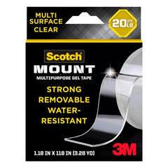 Scotch-Mount Multi-Purpose Gel Tape, Double-Sided Tape for Heavy Duty Applications, Removable Mounting Tape, Nano Tape, Water-Resistant Clear Mounting Tape, Holds up to 20 lbs, 1-Pack 420-3M-1ES