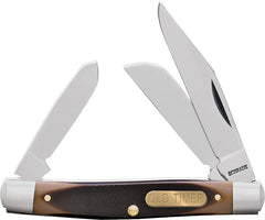 Old Timer 34OT Middleman 5.7in S.S. Traditional Folding Knife with 2.4in Clip Point Blade and Sawcut Handle for Outdoor, Hunting, Camping and EDC