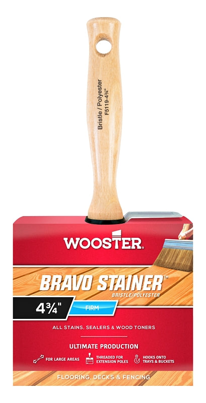Wooster Brush F5119-4 3/4 Bravo Stainer Bristle/Polyester Stain Brush, 4-3/4 Inch