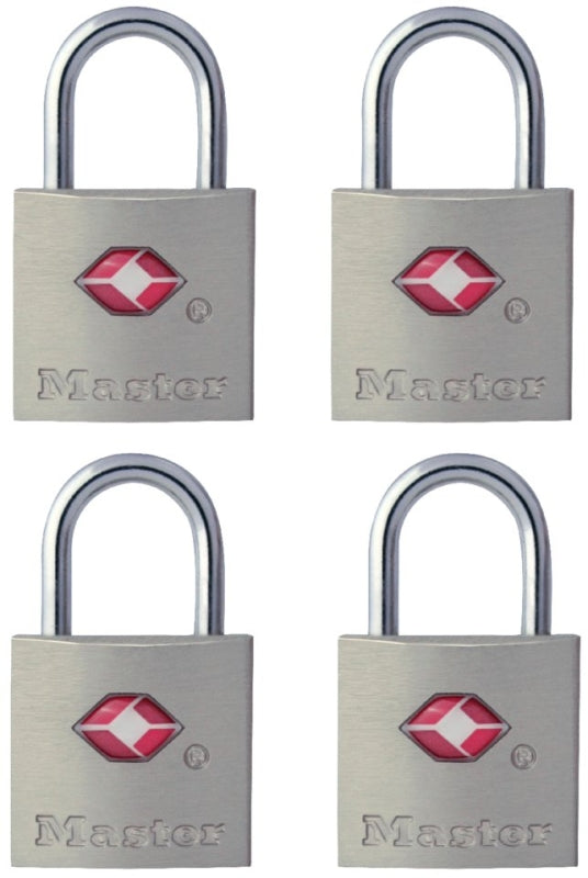 Master Lock TSA-Accepted Luggage Lock, 7/8 in. Wide, 4683Q (Pack of 4) Keyed Padlock, 4 Pack, Brass