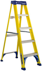 Louisville FS2000 Series FS2005 Step Ladder, 5 ft H, Type I Duty Rating, Fiberglass, 250 lb, 4-Step, 113 in Max Reach