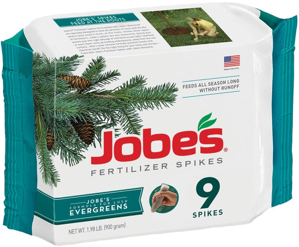 Jobe's Slow Release Evergreen Fertilizer Spikes, Easy Plant Care for Cypress, Arborvitae, Pine, Cedar, and Many More Acid Loving Trees, 9 Count 01311