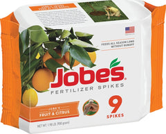 Jobe's 01312 Fertilizer Spikes, Fruit and Citrus, 9 Count, Slow Release, Apple, Orange, Lemon, Trees