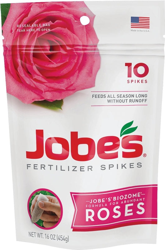Jobe's Rose Fertilizer Spikes, Easy Plant Care Plant Fertilizer for Rose, Hydrangea, Hibiscus, Azalea, and Other Flowering Shrubs, 10 Count 04102