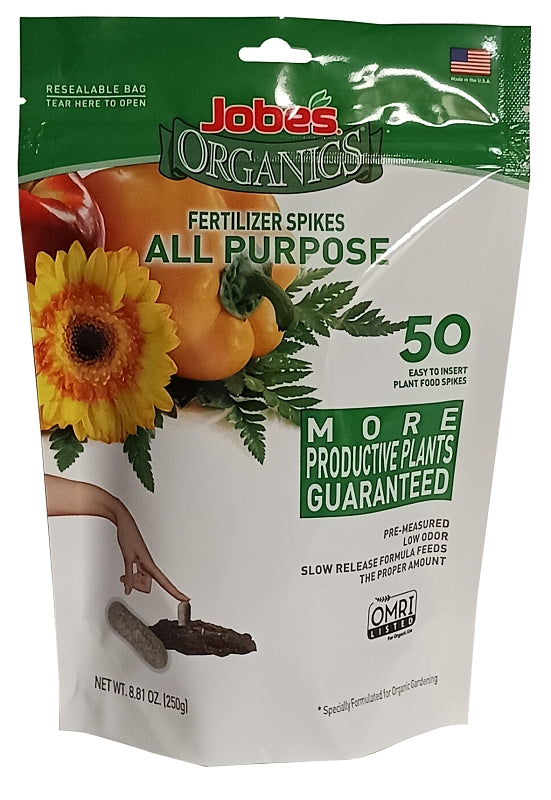 Jobes 06528 Organics All Purpose Fertilizer Spikes 4-4-4 50 Count