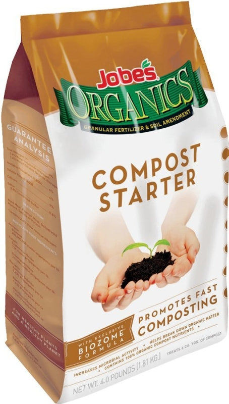 Jobe's Organics Fast Acting Granular Fertilizer Compost Starter, Easy Plant Care Compost Accelerator, 4 lbs Bag 09926