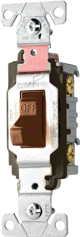 EATON Wiring CS120B 20-Amp 120/277-volt Commercial Grade Single Pole Compact Toggle Switch with Side Wiring, Brown