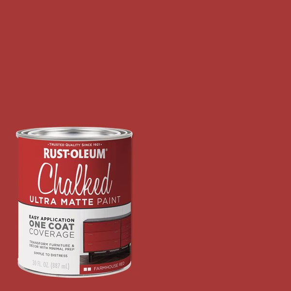 Rust-Oleum Chalked All-in-One Ultra Matte Farmhouse Red Spray Paint 329211