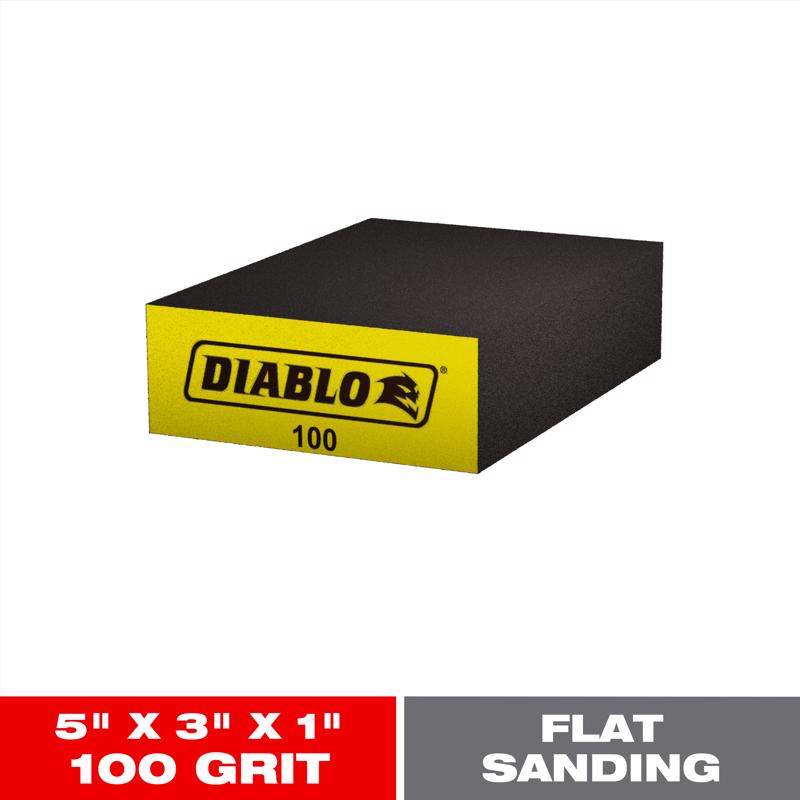 Diablo Large Flat Edge Sanding Sponge for Wood, Metal, Plastics and Fiberglass - 5" x 3" x 1", 100 Grit, Fine, Aluminum Oxide - DFBLBLOFIN01G
