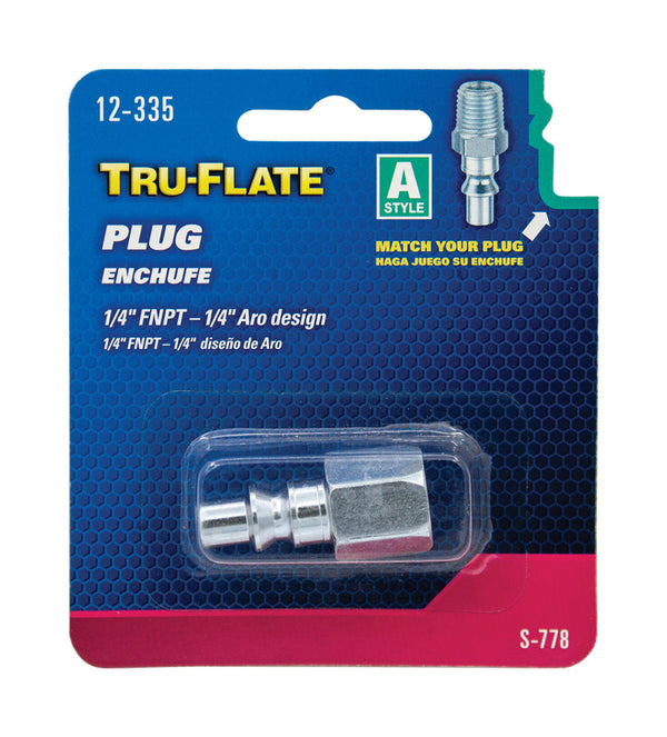 Plews Tru-Flate 12-335 Plug Steel 1/4" A Design x 1/4" FNPT