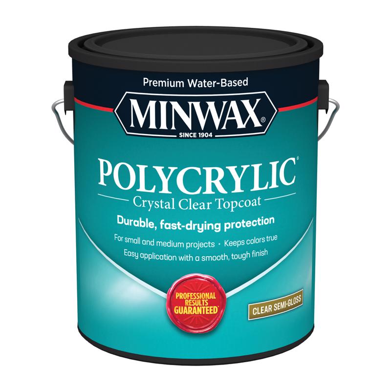 1 gal Minwax 14444 Clear Polycrylic Water-Based Protective Finish Semi-Gloss
