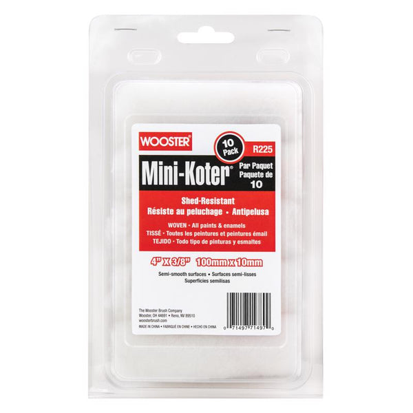 Wooster Mini-Koter Fabric 4 in. W X 3/8 in. Mini Paint Roller Cover 10 pk R125-4