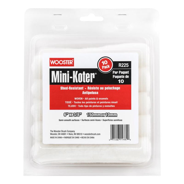 Wooster Mini-Koter Fabric 6 in. W X 3/8 in. Mini Paint Roller Cover 10 pk R125-6