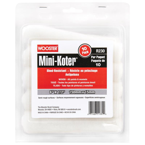 Wooster Mini-Koter Fabric 6 in. W X 1/2 in. Mini Paint Roller Cover 10 pk R130-6