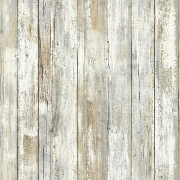RoomMates RMK9050WP White Distressed Wood Peel and Stick Wallpaper RMK9050WPZ