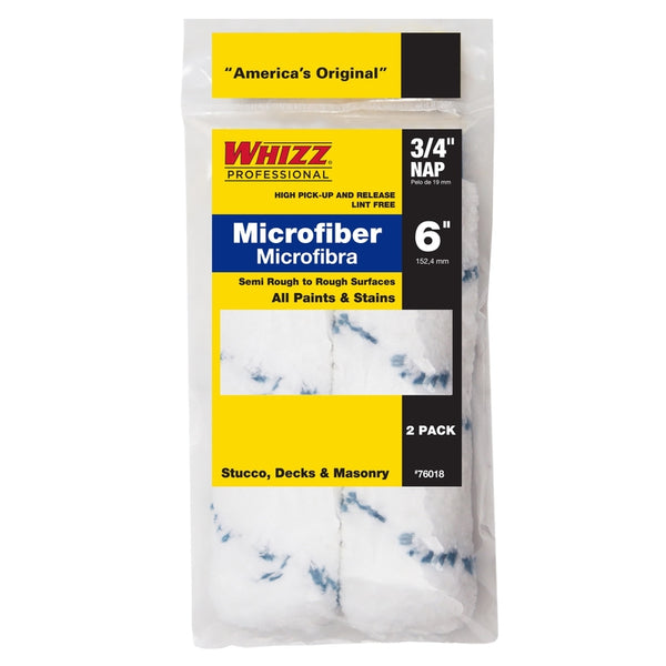 Whizz Microfiber 6 in. W X 3/4 in. Mini Paint Roller Cover 2 pk 76018