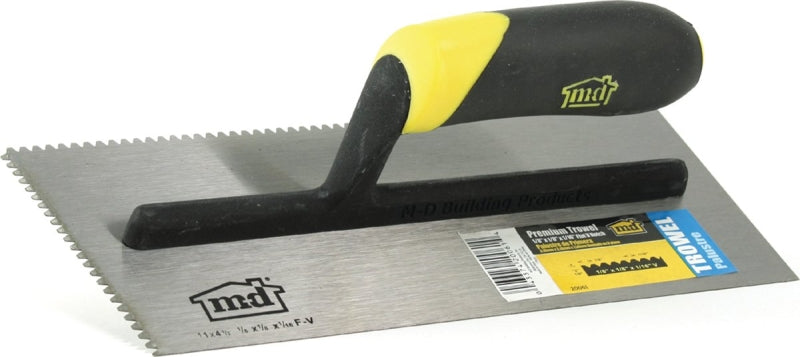 Premium Flat V Notch Tiling Trowel - 1/8-Inch by 1/8-Inch by 1/16-Inch - MD Building Products 20061