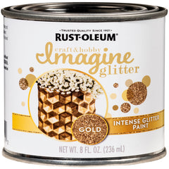 Rust-Oleum 345698 Imagine Glitter Gold Water-Based Glitter Paint Interior 8 oz