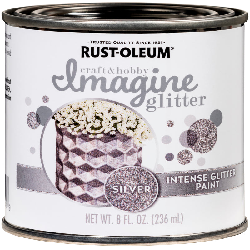 Rust-oleum 345699 Intense Glitter Paint, Silver 8 Fl Oz (Pack of 1)