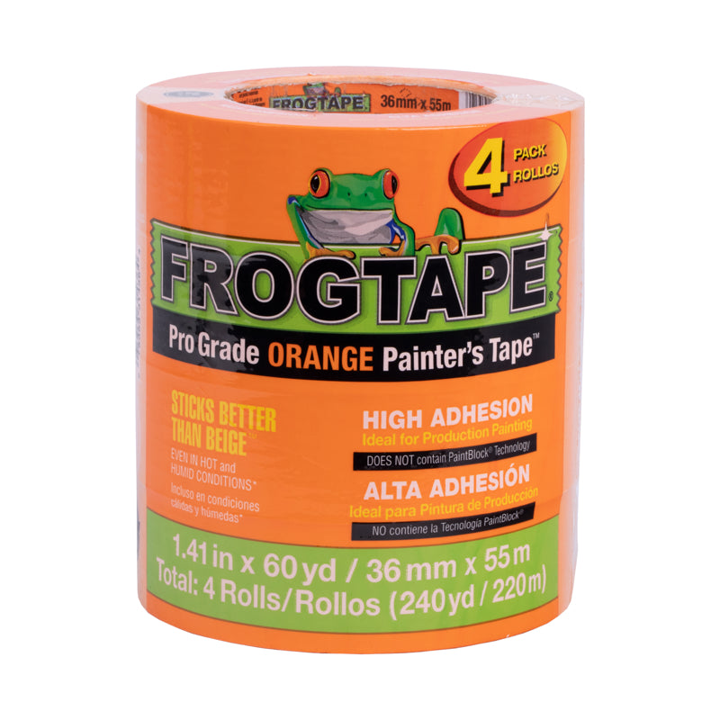 Shurtape 242808 FrogTape Pro Grade Painter's Tape, Orange, 1.41" x 60 Yards, 4-Pack