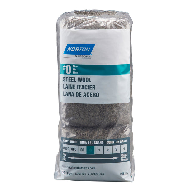 Norton 0 Grade Fine Steel Wool Pad 12 pk 7660768115
